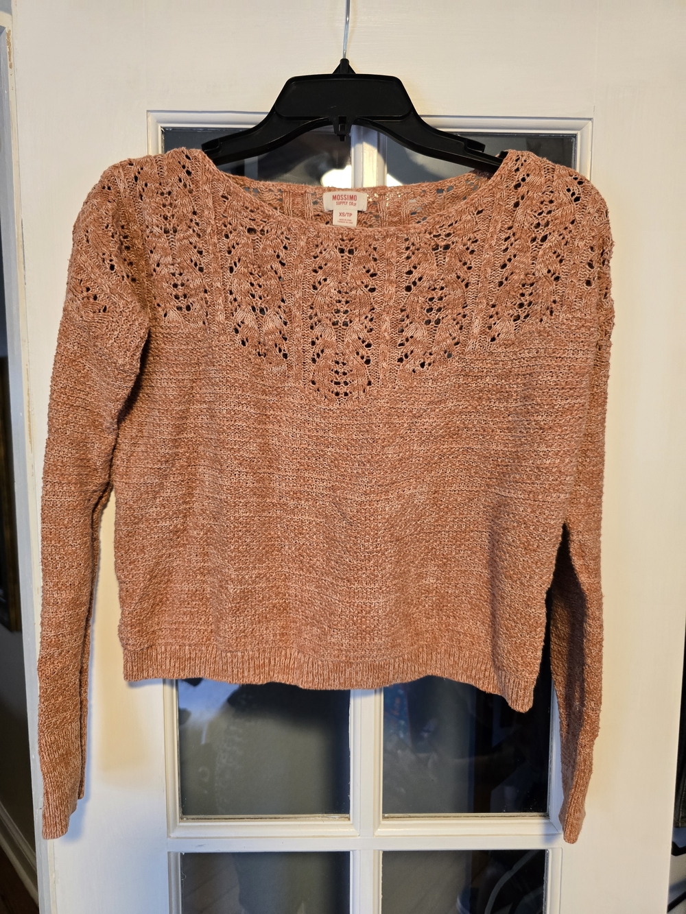 Mossimo Supply Co. Open-Knit Cropped Sweater in Dusty Rose